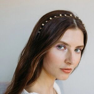 Jennifer Behr Ines Headband - Gold with Pearls and Crystals